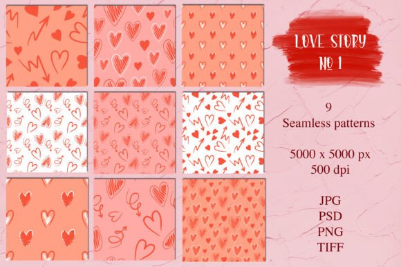 Download Seamless Patterns Valentine’s Day - Valentine Collection
