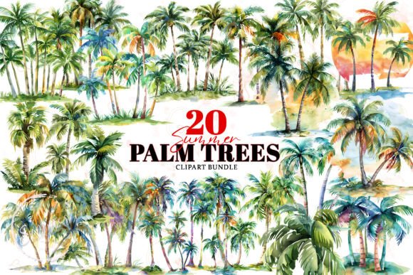 Download Summer Palm Trees Watercolor Sublimation - Sublimation Collection
