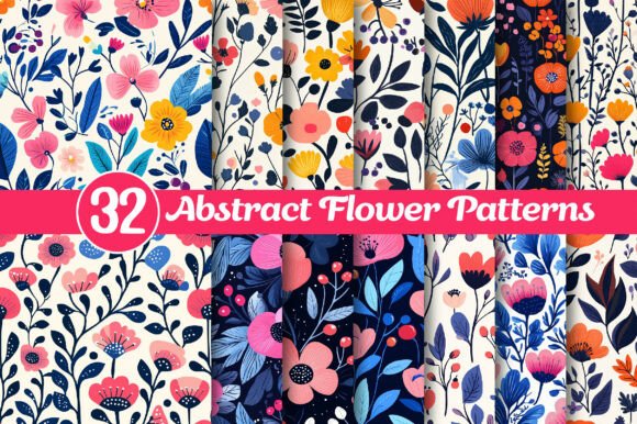 Download Abstract Flower Patterns Bundle - Flower pattern Collection