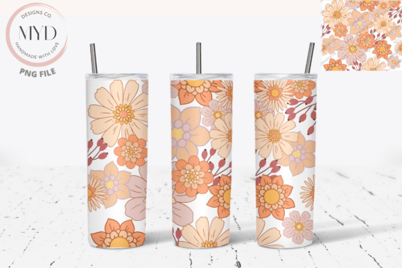 Download Retro Flower Pattern Sublimation Tumbler - Sublimation Collection