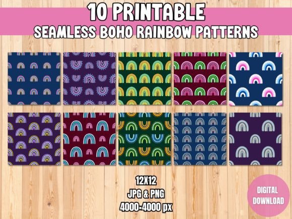 Download Seamless Boho Rainbow Patterns - Rainbow Collection