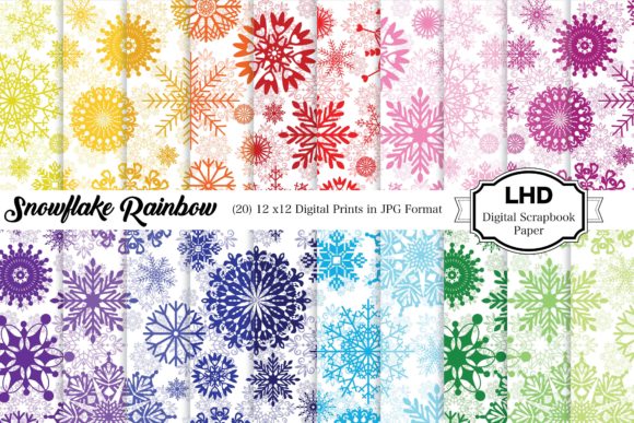 Download Digital Paper Snowflake Rainbow Patterns - Rainbow Collection