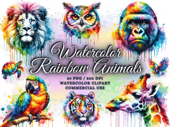 Download Rainbow Animals Clipart Cute Animal Png - Rainbow Collection