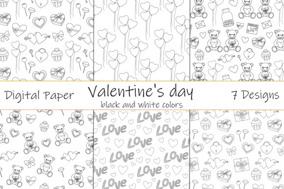 Download Patterns Valentine's Day Black and White - Valentine Collection