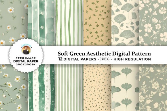 Download Soft Green Aesthetic Digital Patterns - Digital patterns Collection