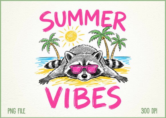 Download Summer Vibes Raccoon Beach Vacation PNG - Premium Resources
