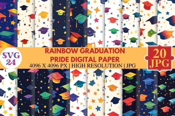 Download Rainbow Graduation Pride Digital Paper - Rainbow Collection