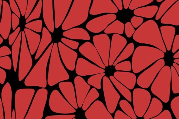 Download Black and Red Retro Flower Pattern - Flower pattern Collection