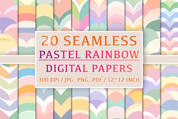 Download 20 Seamless Pastel Rainbow Patterns - Rainbow Collection