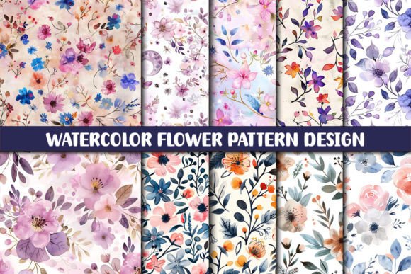Download Watercolor Flower Pattern Design - Flower pattern Collection