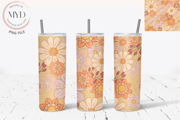 Download Retro Flower Pattern Sublimation Tumbler - Sublimation Collection