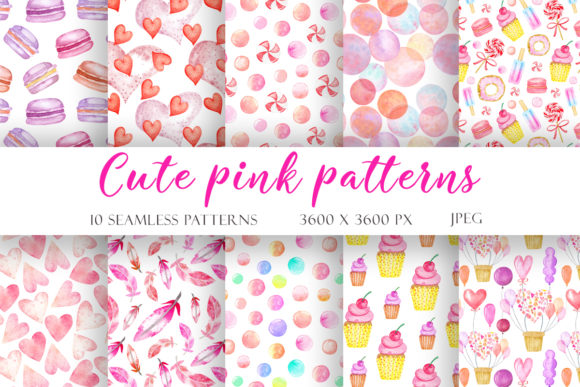 Download Watercolor Seamless Patterns Valentine's - Valentine Collection