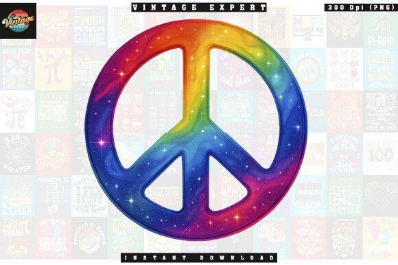 Download Retro Rainbow Galaxy Peace Sign PNG - Rainbow Collection
