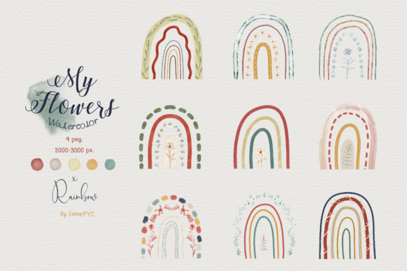 Download My Flowers Watercolor (Retro Rainbow) - Rainbow Collection