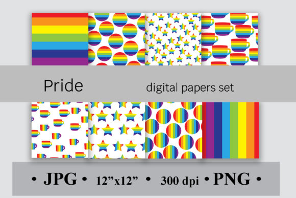 Download Pride Digital Paper Set, Rainbow Pattern - Rainbow Collection