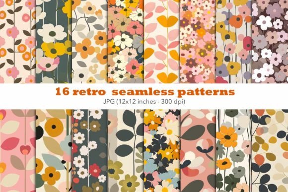 Download Retro Flower Pattern Floral Paper Set - Flower pattern Collection