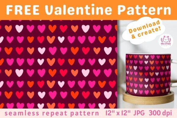 Download FREE Valentine Hearts Seamless Pattern - Valentine Collection