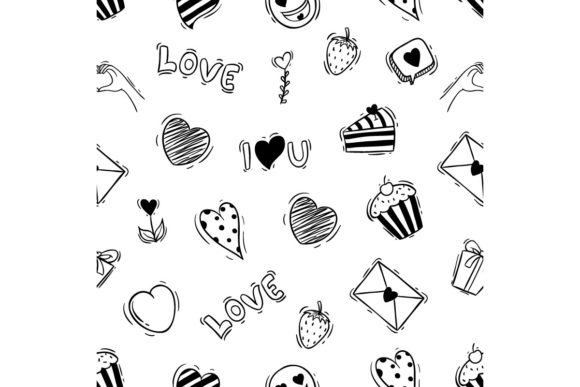 Download Cute Valentine Icons Seamless Pattern - Valentine Collection