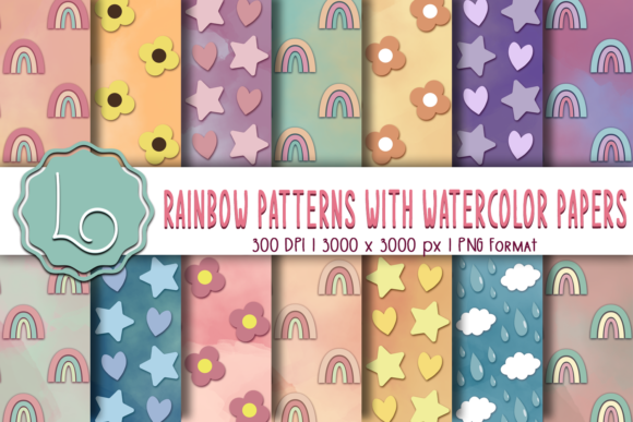 Download Rainbow Patterns with Watercolor Papers - Rainbow Collection