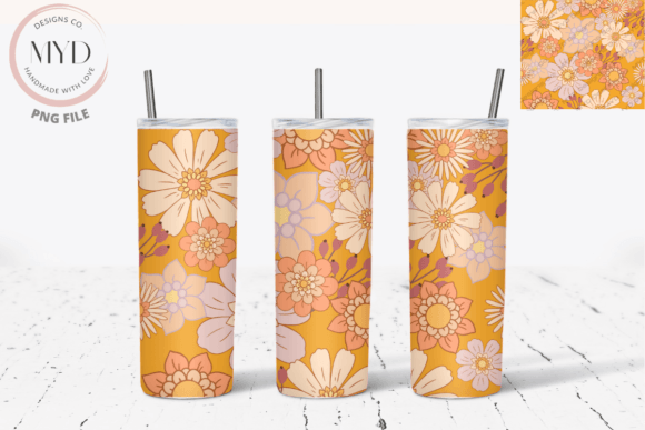 Download Retro Flower Pattern Sublimation Tumbler - Sublimation Collection