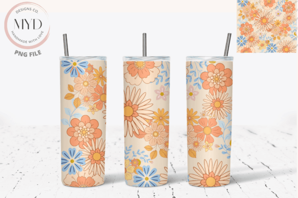 Download Retro Flower Pattern Sublimation Tumbler - Sublimation Collection