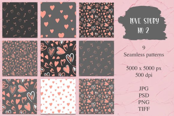 Download Seamless Patterns Valentine’s Day - Valentine Collection
