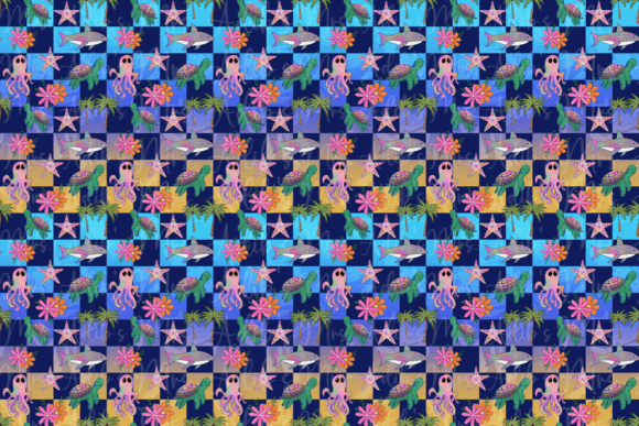 Download Checker Rainbow Sea Life Seamless - Rainbow Collection