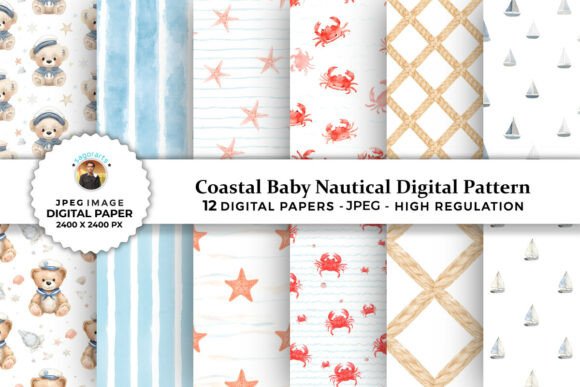 Download Coastal Baby Nautical Digital Patterns - Digital patterns Collection